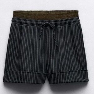 NWT Zara Black Pinstripe Drawstring Shorts